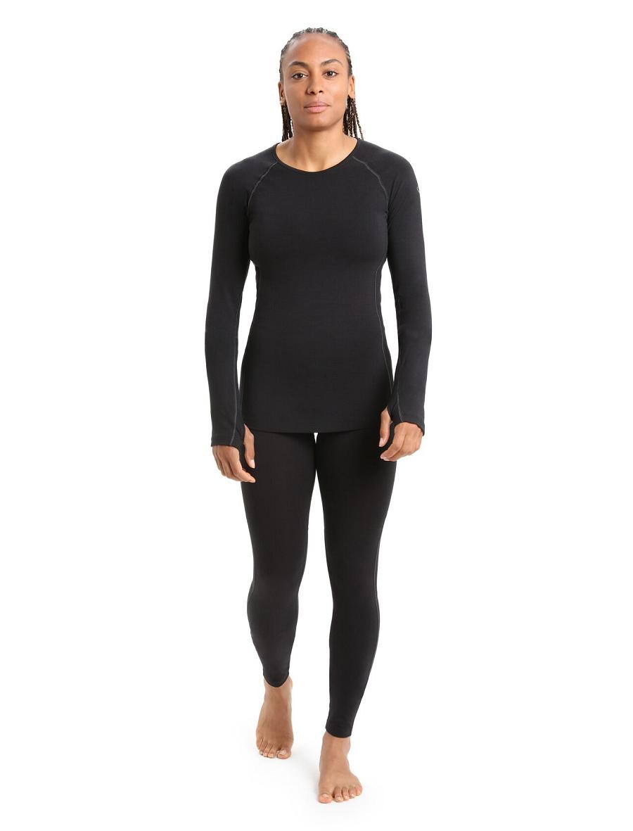 Black Icebreaker BodyfitZone™ Merino 200 Zone Thermal Long Sleeve Crewe Top Women's Base Layers | AU 1859PJJQ